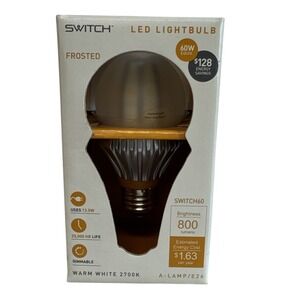 SWITCH Frosted LED Lightbulb Warm White 2700K 60W Equiv 800 Lumens Dimmable